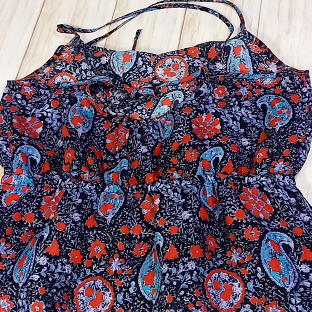 American Eagle Outfitters Navy/ Paisley Print Sleeveless Sheer Dress Size S/P - Picture 4 of 16